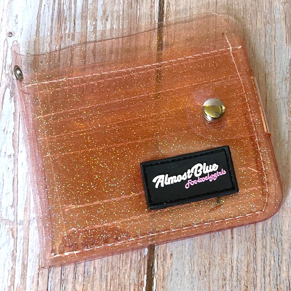 Almost Blue Twinkle Jelly Wallet Pink Glitter Clear Korean Kpop Card Holder